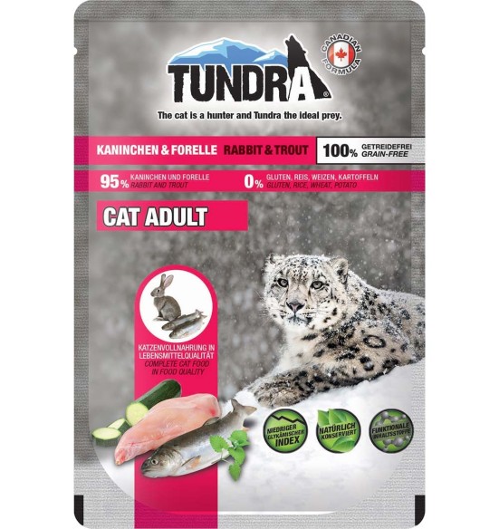 TUNDRA консервированный корм С МЯСОМ КРОЛИКА И ФОРЕЛЬЮ (97%), беззерновой, пакетик 85 г
