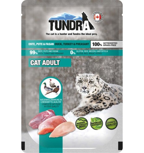 TUNDRA konserv kassile PARDI-, KALKUNI- ja FAASANILIHAGA (97%), teraviljavaba, kotikeses 85 g