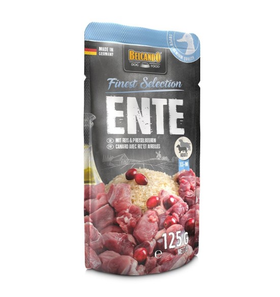 BELCANDO FINEST SELECTION консервированный корм для собак, утиное мясо с рисом и брусникой, в пакетике