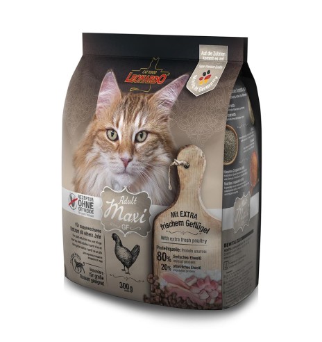 LEONARDO беззерновой сухой корм для кошек Maxi с мясом птицы