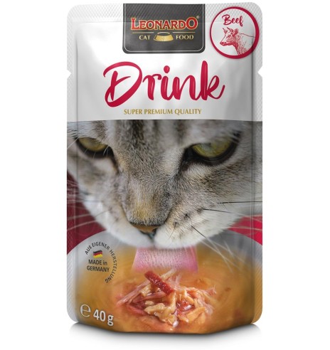 LEONARDO DRINK бульон консервированный для кошек, с говядиной, в пакетике