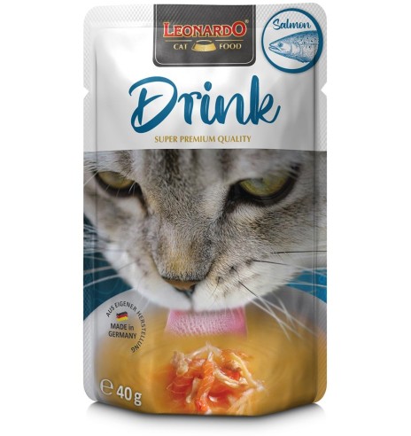LEONARDO DRINK бульон консервированный для кошек, с лососем, в пакетике