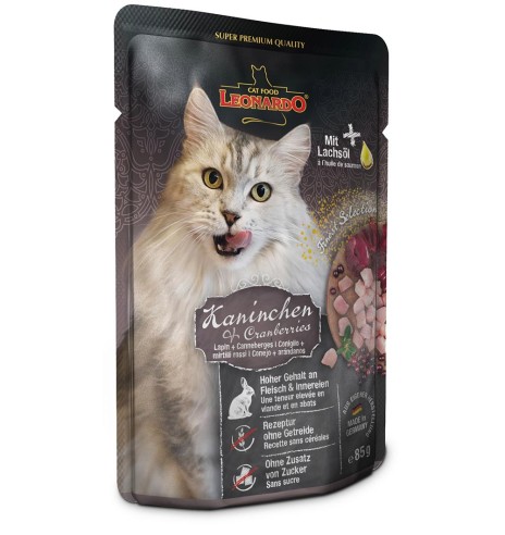 LEONARDO CLASSIC консервированный корм для кошек, крольчатина с клюквой, в пакетике