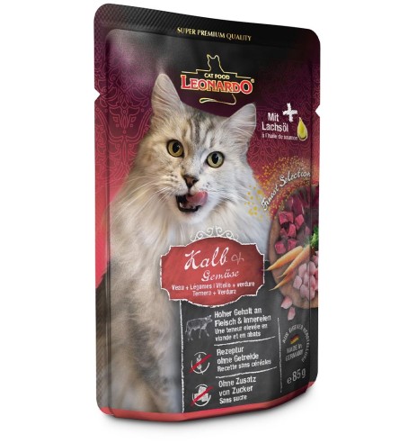 LEONARDO CLASSIC консервированный корм для кошек телятина с овощами, в пакетике