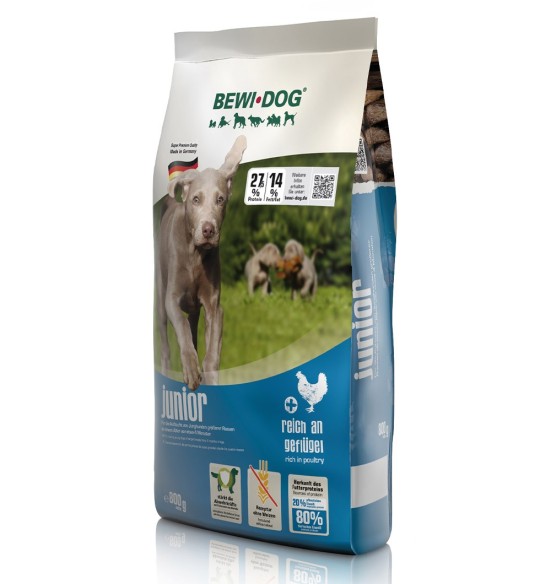 BEWI DOG JUNIOR kuivtoit juunior-koerale, kodulinnuliha ja kalaga (JUNIOR rich in poultry)