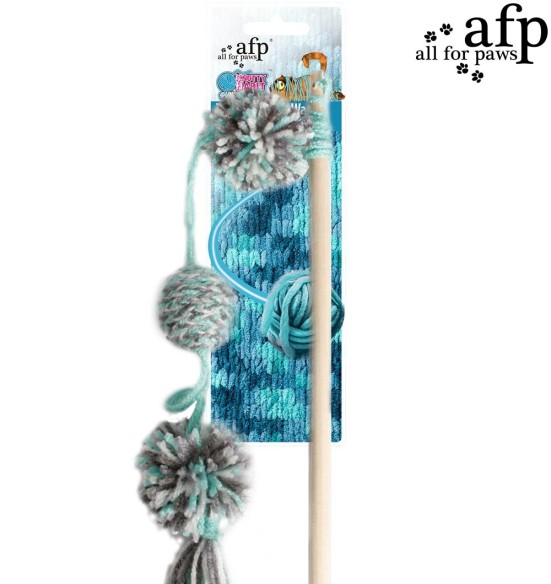 Mänguasi kassile ridvaga Yarn Pom Pom Wand (AFP - Knotty Habit)