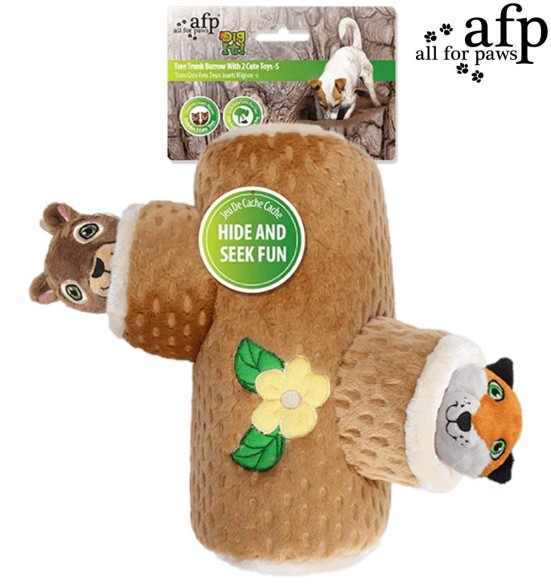 Mänguasi nuuskimiseks - õõnes puutüvi orava ja rebasega Tree Trunk Burrow With Squirrel And Fox Toys (AFP - Dig It)