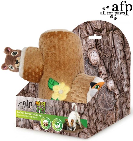 Mänguasi nuuskimiseks - õõnes puutüvi orava ja rebasega Tree Trunk Burrow With Squirrel And Fox Toys (AFP - Dig It)