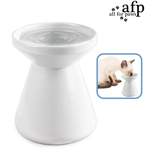 Высокая керамическая миска для кошек Elevated Pet Water Bowl - White (AFP - Lifestyle 4 Pets)