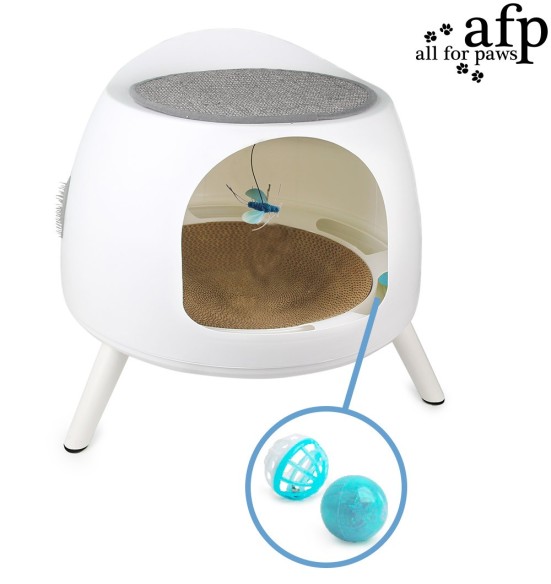 Pesa-mängumaja kassile, jalgadel, kraapimisaluse ja mänguasjaga Cat Hideaway Playstation (AFP - Lifestyle 4 Pets)