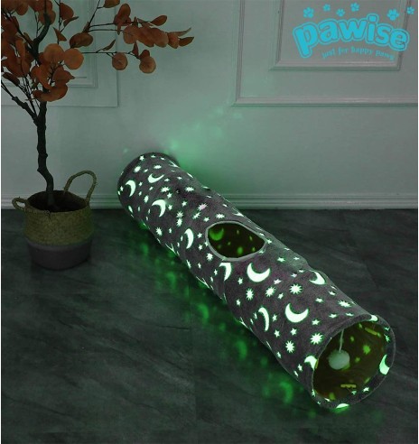 Туннель для кошек, светящийся в темноте, Glow In Dark Plush Tunnel (Pawise)