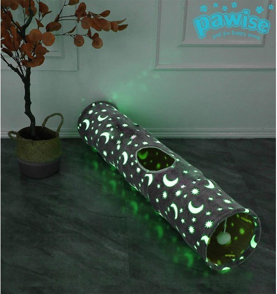 Туннель для кошек, светящийся в темноте, Glow In Dark Plush Tunnel (Pawise)