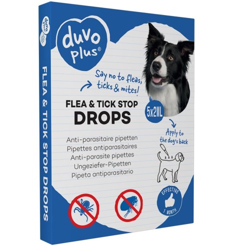 Puugi- ja kirbuvastasased tilgad koerale, 5 x 2 ml, parasiitidevastane (Duvoplus)