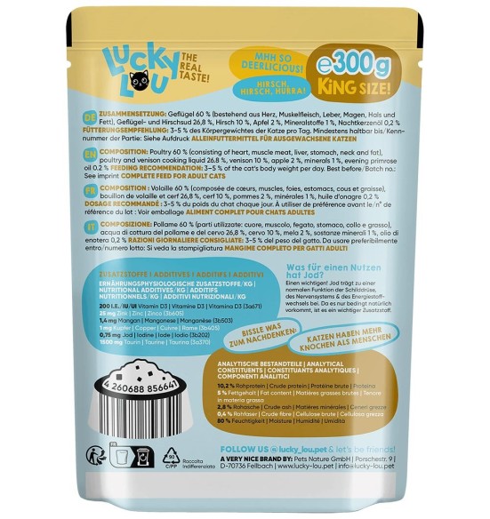 Lucky Lou konserv kassile kodulinnu- ja hirveihaga, teraviljavaba, kotikeses