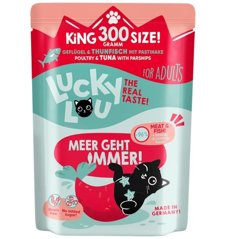 Lucky Lou беззерновой консервированный корм для кошек с домашней птицей и тунцом, в пакетике