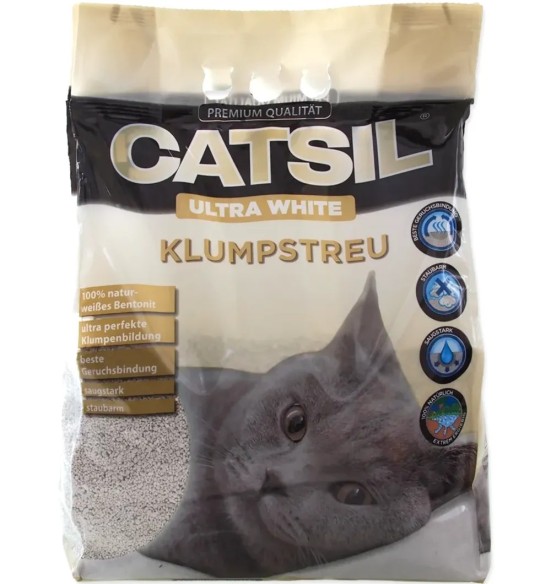 Tolmuvaba kassiliiv valge bentoniit, lõhnastamata, hästi paakuv Catsil Ultra White