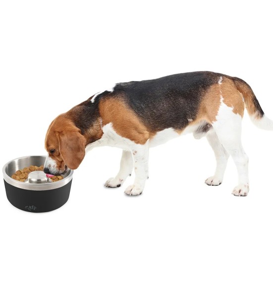 Миска для медленного кормления, чёрная Slow Feeding Stainless Bowl (AFP - Lifestyle 4 Pets)
