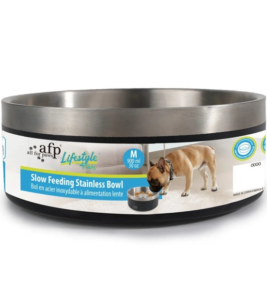 Koera metallkauss roostevabast terasest Slow Feeding Stainless Bowl AFP