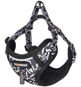 Шлейка для собак с мягкой подкладкой, серая с белыми буквами Grey Letters (Dogness Elegant Printing) – Шлейки на подкладке – Dogness – Valgekihv 2