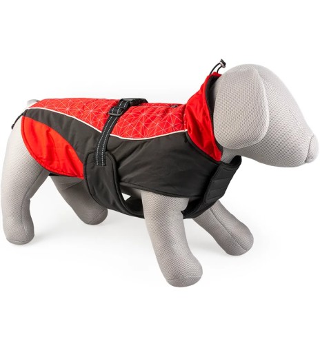 Зимняя куртка для собаки на мягкой флисовой подкладке, красно-черная Hi Vis Casual Duvoplus