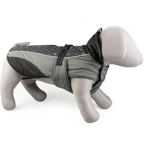 Зимняя куртка для собак на мягкой флисовой подкладке, черно-серая Hi Vis Casual Duvoplus