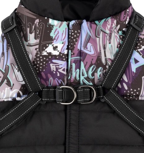 Зимняя куртка для собак со шлейкой, черная и...