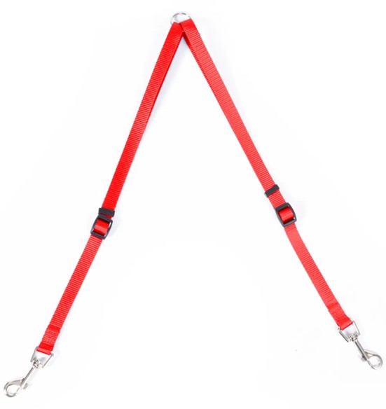 Koera jalutusrihma jagaja kahele koerale, punane Duvoplus