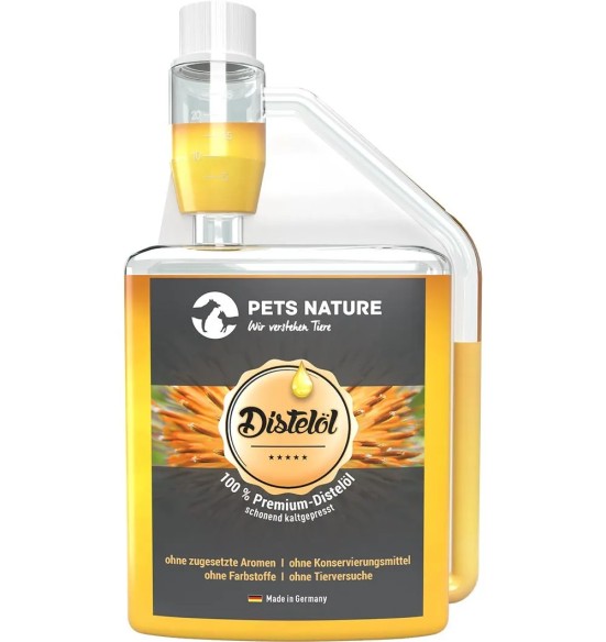Сафлоровое масло для собак и кошек холодного отжима Pets Nature Distelöl / Thistle Oil