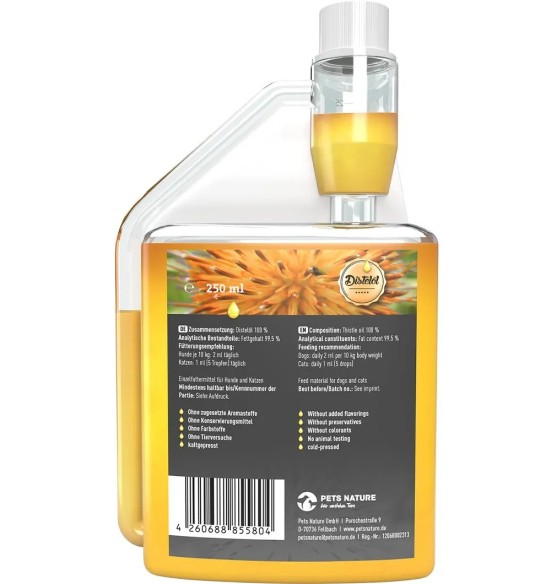 Saflooriõli koerale ja kassile, külmpressitud Pets Nature Distelöl / Thistle Oil