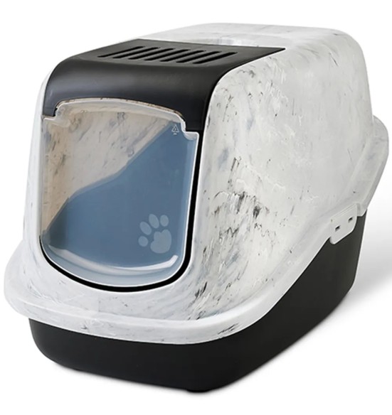 Кошачий туалет, белый/чёрный Nestor Marble (Savic)