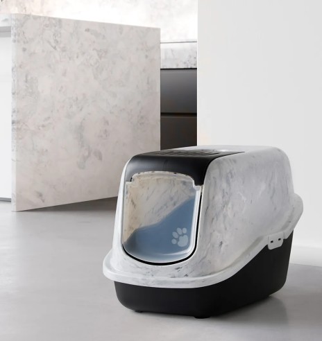 Кошачий туалет, белый/чёрный Nestor Marble (Savic)