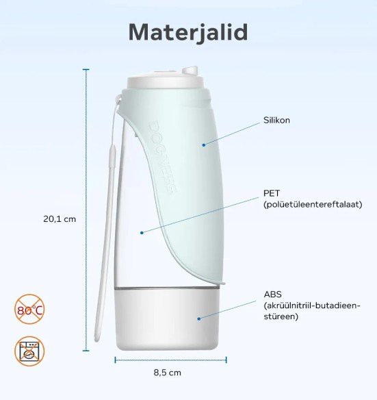 Поилка для собаки с силиконовой миской, 438 мл (Dogness)