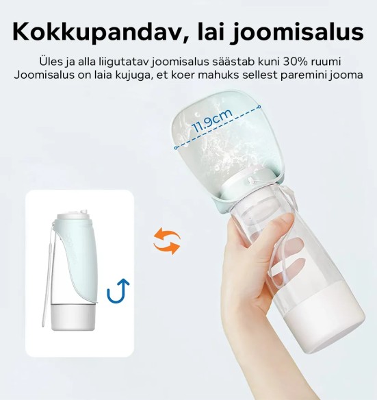 Koera joogipudel silikoonist kausiga, 438 ml (Dogness)