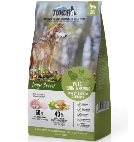 TUNDRA kuivtoit koertele, suurele tõule, KALKUNI-, KANALIHA ja HEERINGAGA, teraviljavaba (Large Breed)