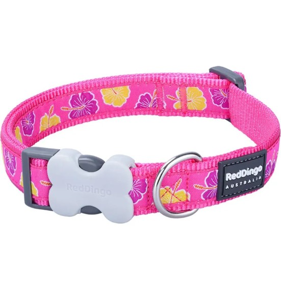 Ошейник для собак с вытканным дизайнерским узором Hibiscus Hot Pink (Red Dingo)