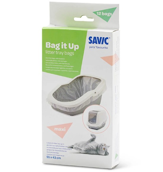 Kassi liivakasti kilekotid Savic Maxi, 55 x 43 cm, 12 tk