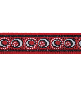 Поводок для собак с вытканным дизайнерским узором, 1.1–1.8 м, Bonarama Red (Red Dingo) – Disainmustriga – Red Dingo – Valgekihv 2