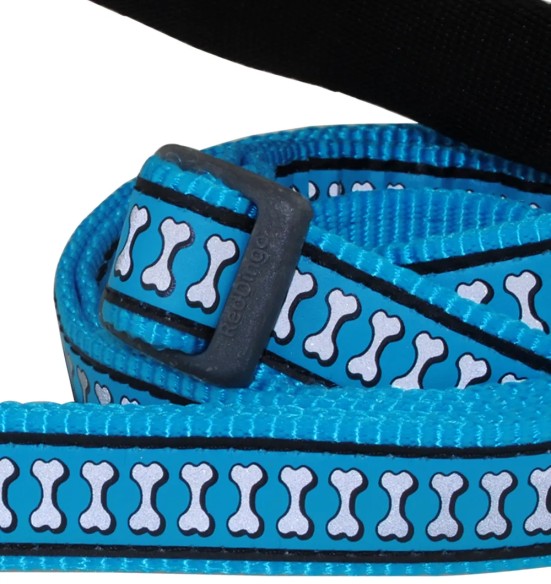 Поводок для собак со светоотражающим рисунком, 1.1–1.8 м Reflective Bones Turquoise (Red Dingo)