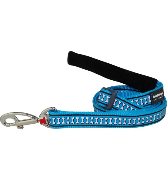 Поводок для собак со светоотражающим рисунком, 1.1–1.8 м Reflective Bones Turquoise (Red Dingo)