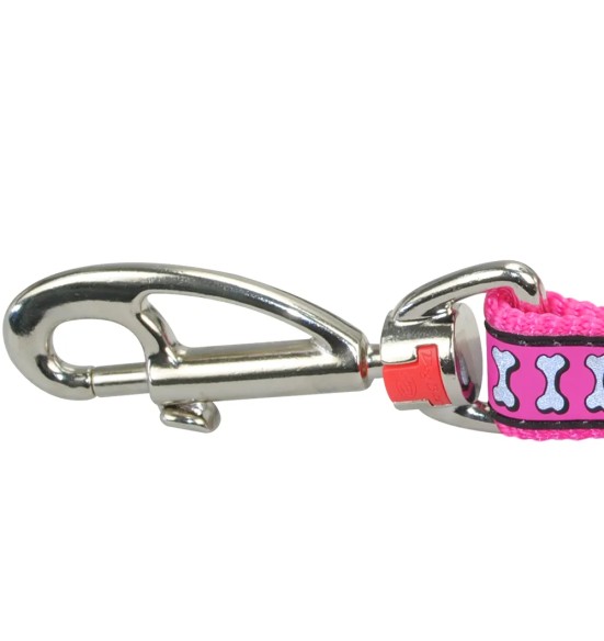 Jalutusrihm koerale, helkurmustriga Reflective Bones Hot Pink (Red Dingo)