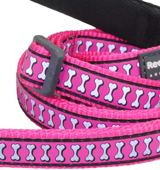 Jalutusrihm koerale, helkurmustriga Reflective Bones Hot Pink (Red Dingo)