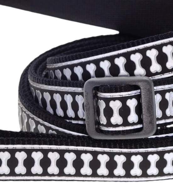 Поводок для собак со светоотражающим рисунком Reflective Bones Black (Red Dingo)