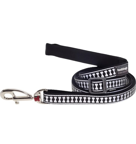 Поводок для собак со светоотражающим рисунком Reflective Bones Black (Red Dingo)