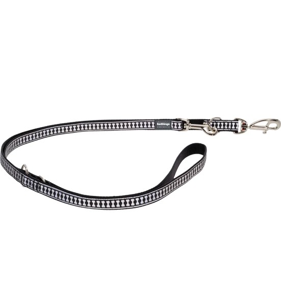 Поводок многофункциональный, со светоотражающим рисунком Reflective Bones Black (Red Dingo)