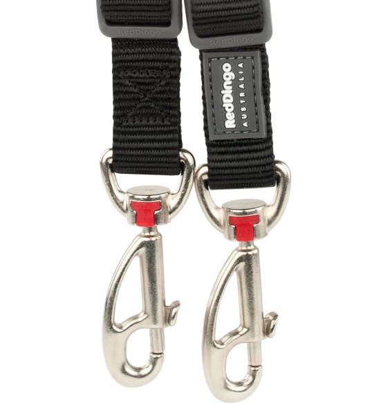 Jalutusrihma jagaja kahele koerale Classic Black (Red Dingo)