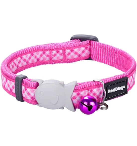 Ошейник для кошек с вытканным дизайнерским узором Gingham Hot Pink (Red Dingo)