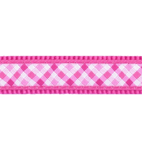 Kassi kaelarihm disainmustriga Gingham Hot Pink...