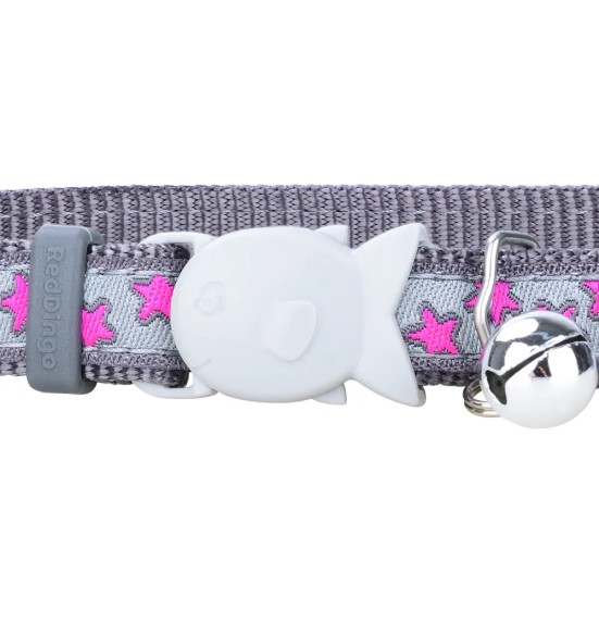 Kassi kaelarihm disainmustriga Stars Hot Pink on Cool Grey (Red Dingo)