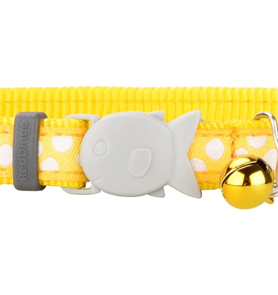 Kassi kaelarihm disainmustriga White Spots on Yellow (Red Dingo)