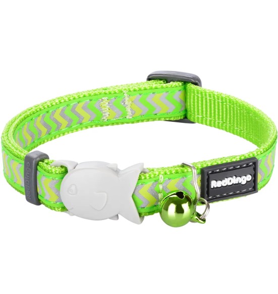 Kassi kaelarihm helkurmustriga Reflective Ziggy Lime Green (Red Dingo)